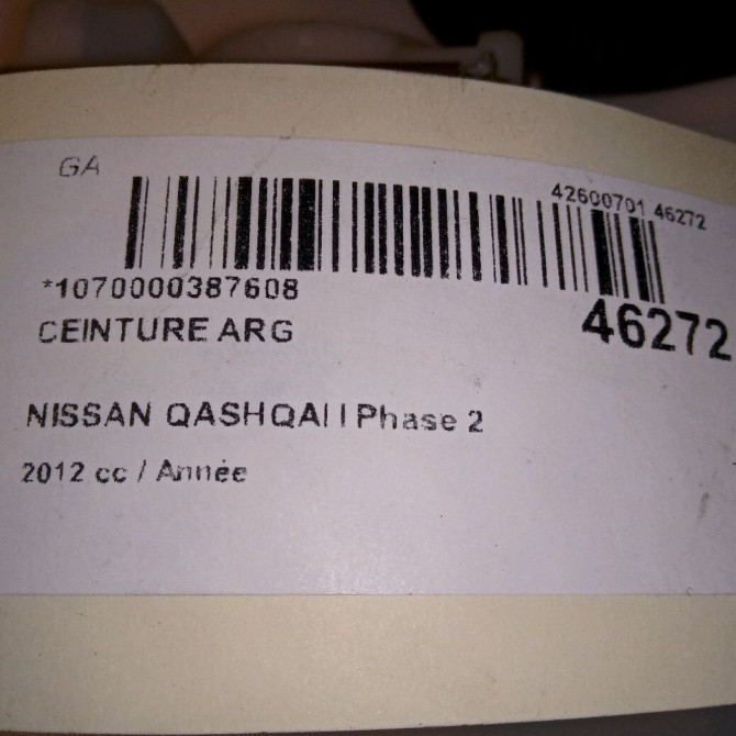 Ceinture arrière gauche occasion NISSAN QASHQAI I Phase 2 LONG +2 03-2010->04-2014 88845EY10A 4