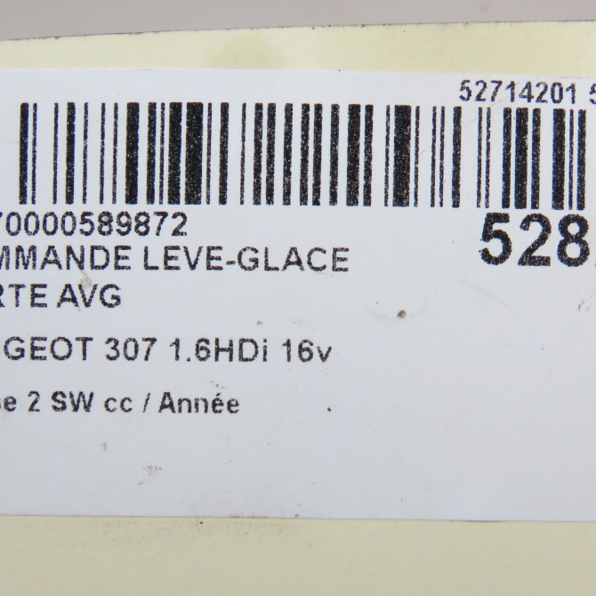 Commande lève-glace porte avant gauche occasion PEUGEOT 307 Phase 2 SW 06-2005->07-2008 1.6HDi 16v FAP 110ch 6554KS 5