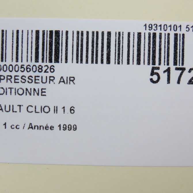 Compresseur air conditionne occasion RENAULT CLIO II Phase 1 03-1998->06-2001 1.6 7700875357 7