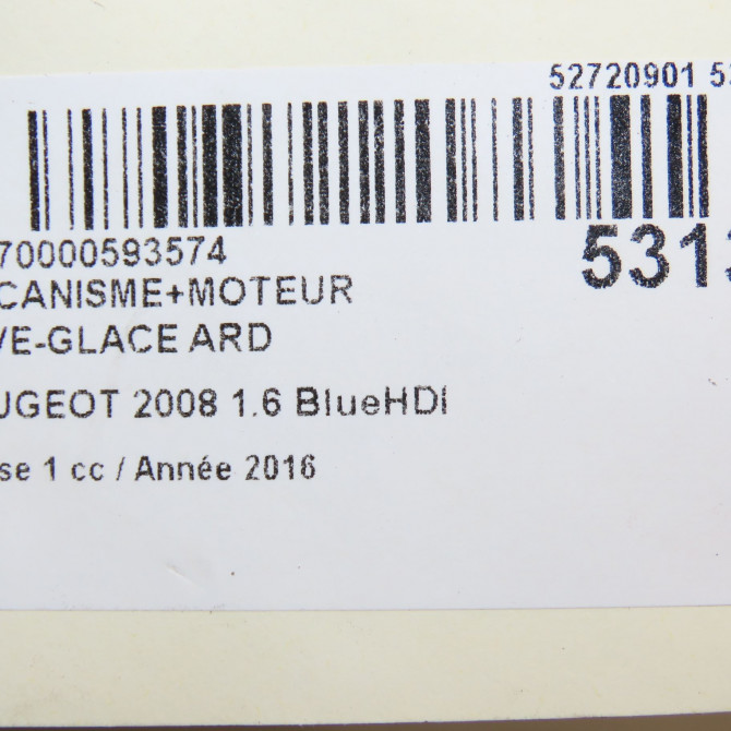 Mecanisme+moteur leve-glace ard occasion PEUGEOT 2008 Phase 1 01-2013->... 1.6 BlueHDI 100ch 9816402280 8