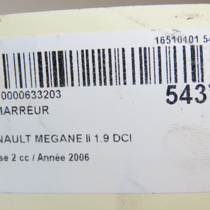 Démarreur occasion RENAULT MEGANE II Phase 2 01-2006->06-2009 1.9 DCI 130ch 8200628419 7