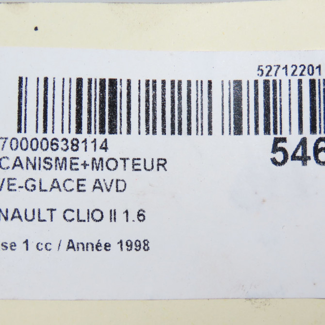 Mecanisme + moteur lève-glace avant droit occasion RENAULT CLIO II Phase 1 03-1998->06-2001 1.6 7701207254 8