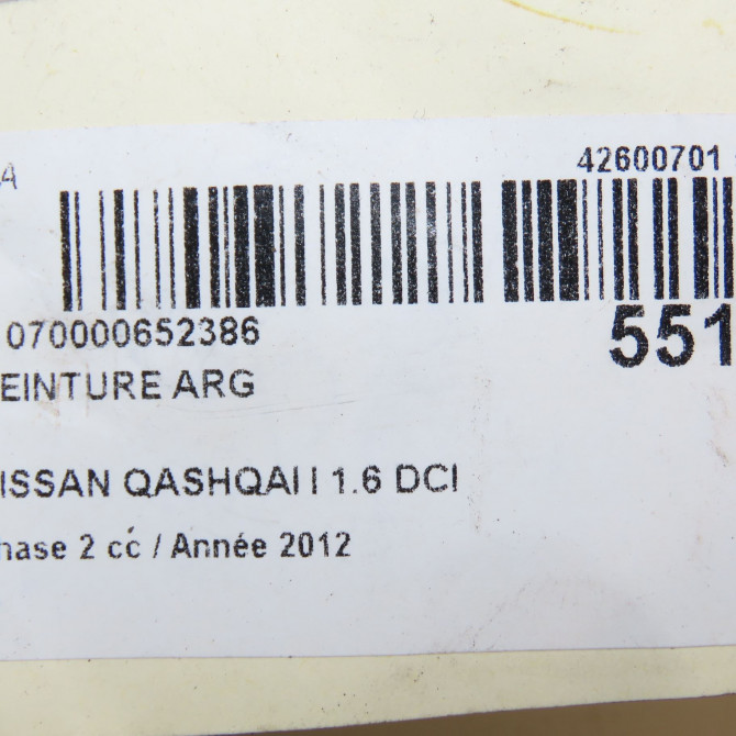 Ceinture arrière gauche occasion NISSAN QASHQAI I Phase 2 03-2010->04-2014 1.6 DCI 130ch 88845EY10A 6