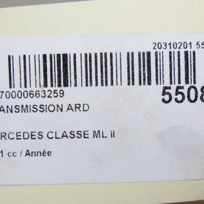 Transmission arrière droite occasion MERCEDES CLASSE ML II phase 2 09-2008->06-2011 1663501210 7