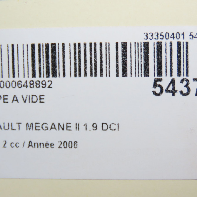 Pompe a vide occasion RENAULT MEGANE II Phase 2 01-2006->06-2009 1.9 DCI 130ch 8200720558 6