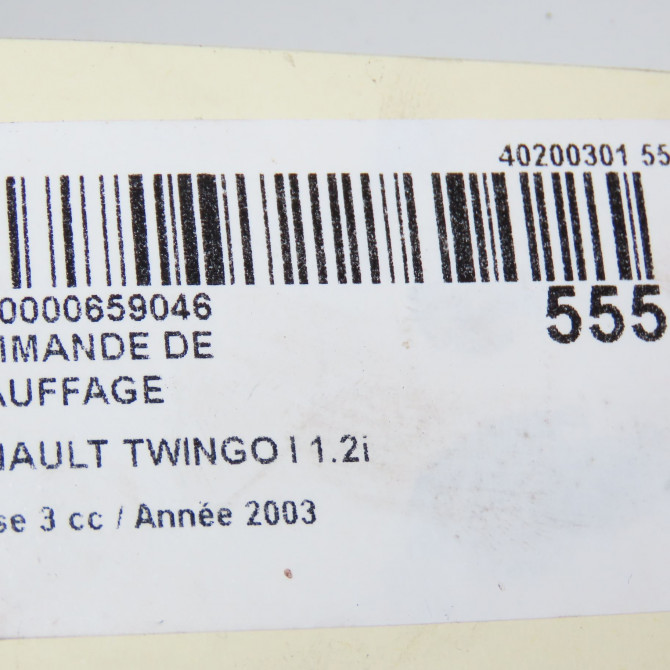 Commande de chauffage occasion RENAULT TWINGO I Phase 3 08-2000->06-2007 1.2i 7701054312 5