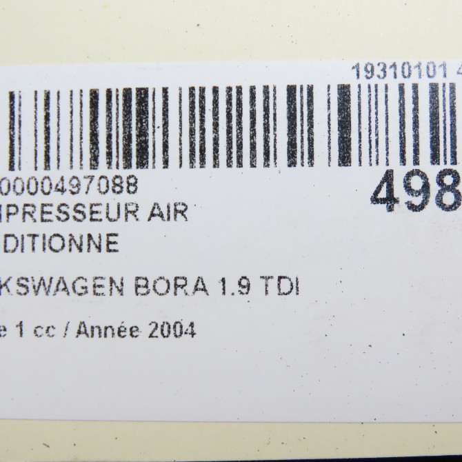 Compresseur air conditionne occasion VOLKSWAGEN BORA Phase 1 10-1998->12-2005 1.9 TDI 100ch 1J0820803N 8