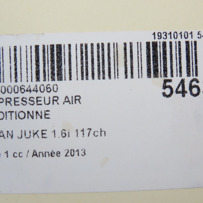 Compresseur air conditionne occasion NISSAN JUKE Phase 1 09-2010->... 1.6i 117ch 926101HC1B 7