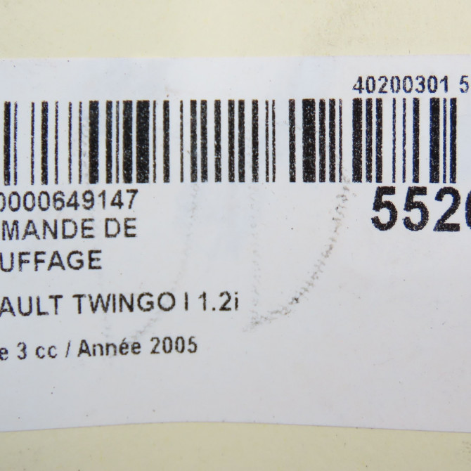 Commande de chauffage occasion RENAULT TWINGO I Phase 3 08-2000->06-2007 1.2i 7701054312 5