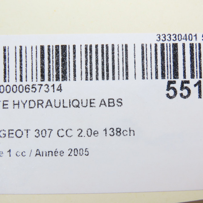 Unité hydraulique ABS occasion PEUGEOT 307 CC Phase 1 03-2003->06-2005 2.0e 138ch 4541W6 5