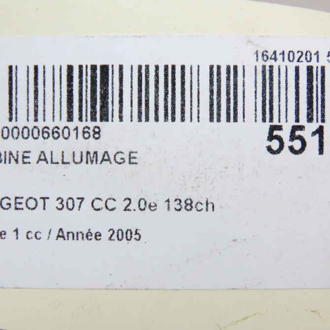 Bobine allumage occasion PEUGEOT 307 CC Phase 1 03-2003->06-2005 2.0e 138ch 597098 6