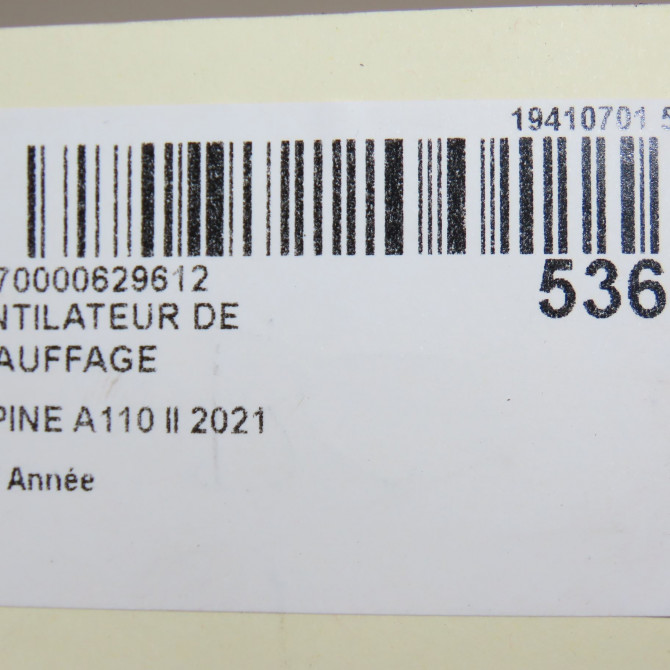 Ventilateur de chauffage occasion ALPINE A110 II 6