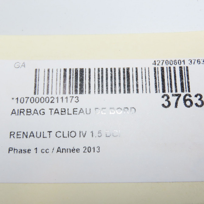 Airbag tableau de bord occasion RENAULT CLIO IV Phase 1 07-2012->... 1.5 DCI 90ch 985250096R 6