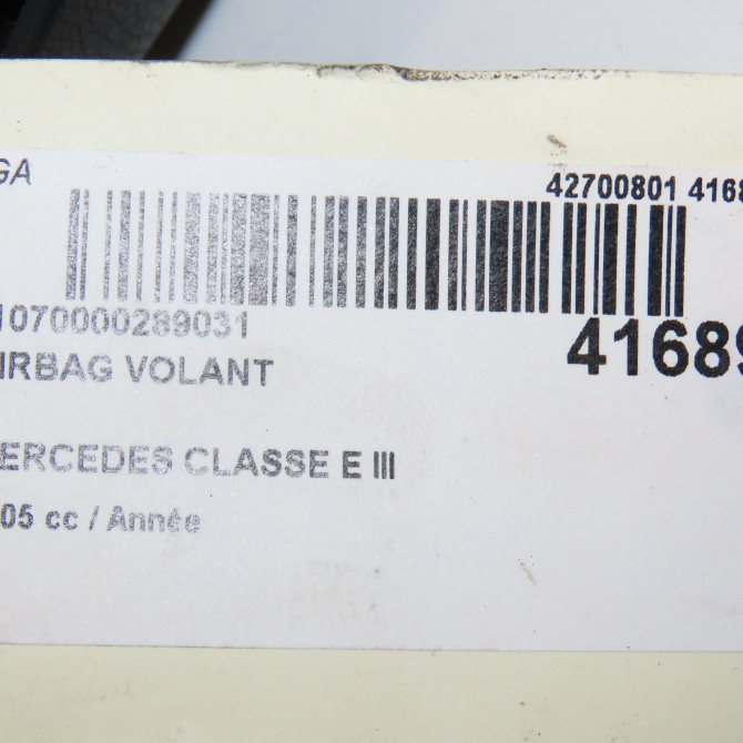 Airbag volant occasion MERCEDES CLASSE E III Phase 1 03-2002->06-2006 E280CDi FAP 177ch 21186012028J06 6
