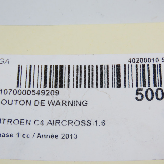 Bouton de warning occasion CITROEN C4 AIRCROSS Phase 1 10-2011->... 1.6 e-HDI 115ch 5