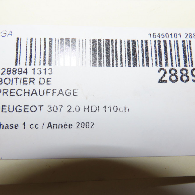 Boitier de préchauffage occasion PEUGEOT 307 Phase 1 04-2001->06-2005 2.0 HDI 110ch 598138 5