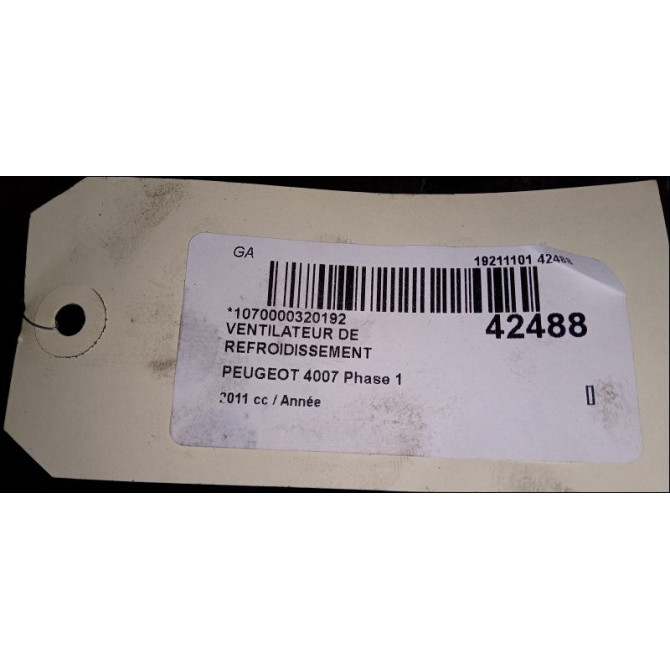 Ventilateur de refroidissement occasion PEUGEOT 4007 Phase 1 07-2007->03-2013 1253K9 3