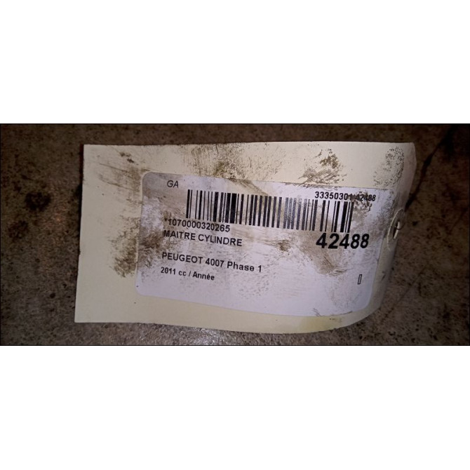 Maitre cylindre occasion PEUGEOT 4007 Phase 1 07-2007->03-2013 4601W0 5