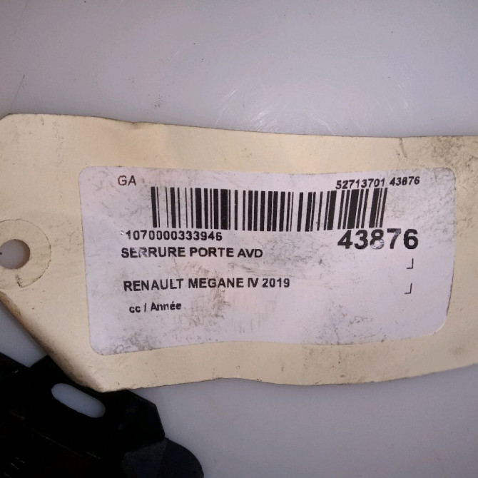 Serrure porte avd occasion RENAULT MEGANE IV Phase 1 12-2015->... 1.5 DCi 115ch 805023720R 5