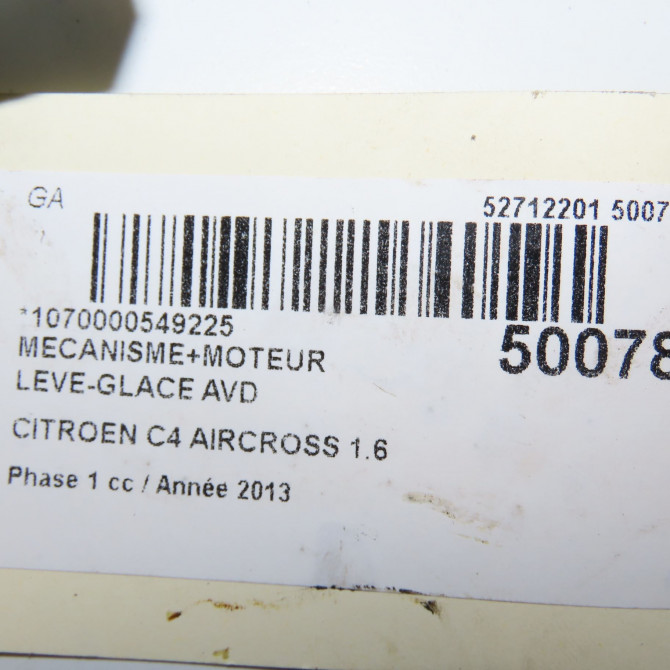 Mecanisme + moteur lève-glace avant droit occasion CITROEN C4 AIRCROSS Phase 1 10-2011->... 1.6 e-HDI 115ch 1607715080 5