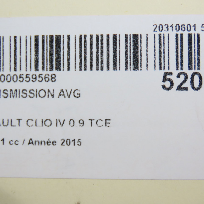 Transmission avant gauche occasion RENAULT CLIO IV Phase 1 07-2012->... 0.9 TCE 90ch 391017355R 7