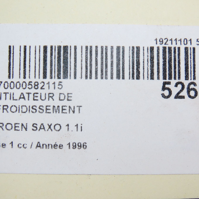 Ventilateur de refroidissement occasion CITROEN SAXO Phase 1 03-1996->09-1999 1.1i 125356 5