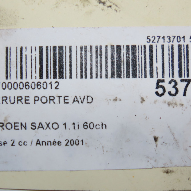 Serrure porte avd occasion CITROEN SAXO Phase 2 09-1999->12-2004 1.1i 60ch 913687 4