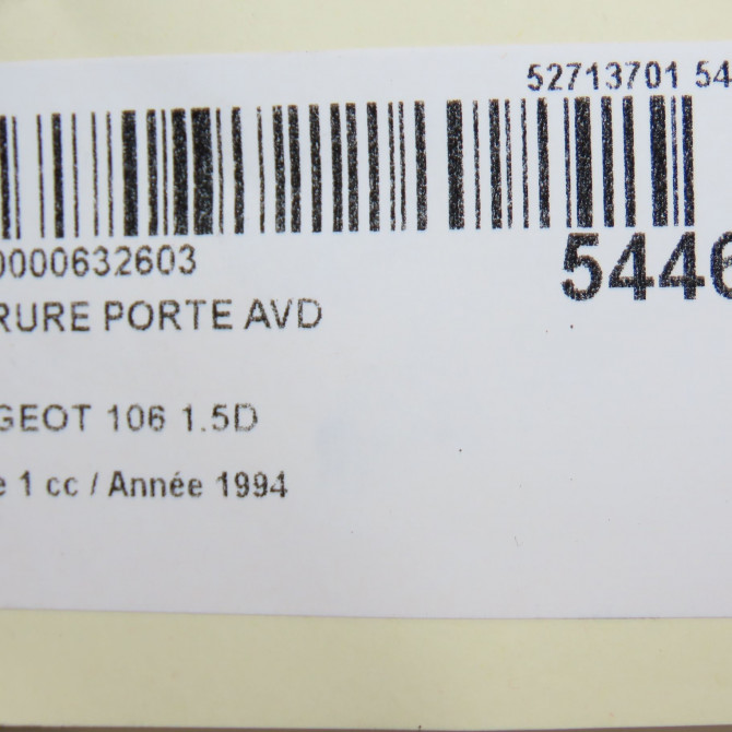 Serrure porte avd occasion PEUGEOT 106 Phase 1 09-1991->04-1996 1.5D 913687 4