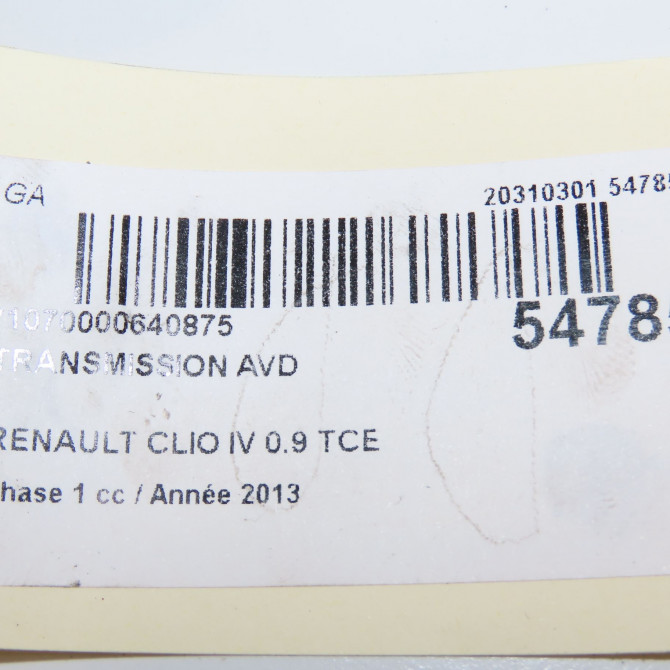 Transmission avant droite occasion RENAULT CLIO IV Phase 1 07-2012->... 0.9 TCE 90ch 391009101R 6