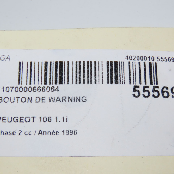 Bouton de warning occasion PEUGEOT 106 Phase 2 04-1996->09-2003 1.1i 655321 5