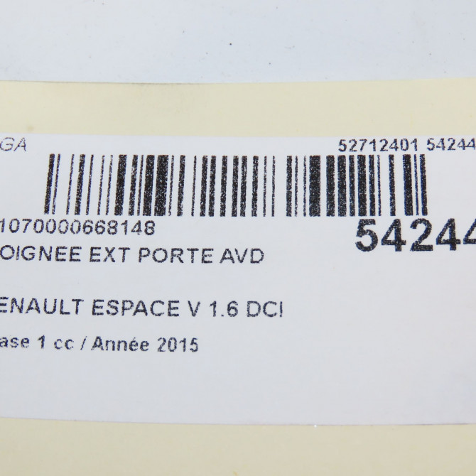 Poignee ext porte avd occasion RENAULT ESPACE V Phase 1 02-2015->... 1.6 DCI 160ch 806064489R 5