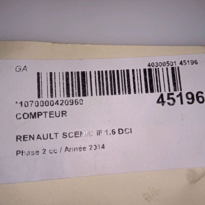 Compteur occasion RENAULT SCENIC III Phase 2 12-2011->03-2013 1.6 DCI 130ch 248103006R 7