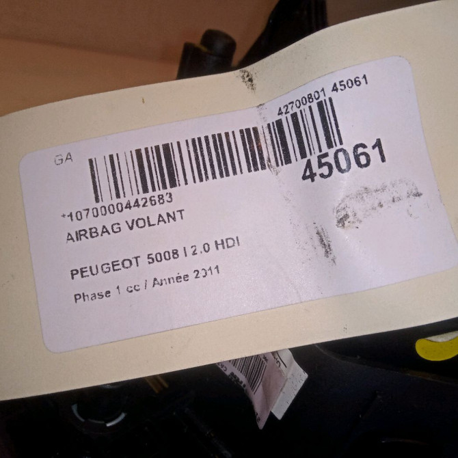 Airbag volant occasion PEUGEOT 5008 I Phase 1 11-2009->12-2013 2.0 HDI 150ch 4112PF 4