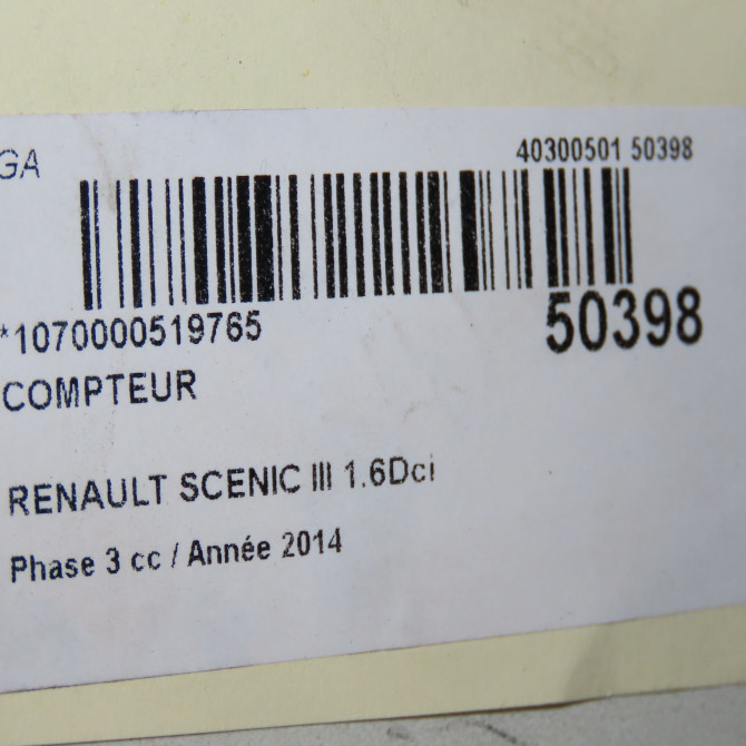 Compteur occasion RENAULT SCENIC III Phase 3 04-2013->... 1.6Dci 130ch 248103006R 7