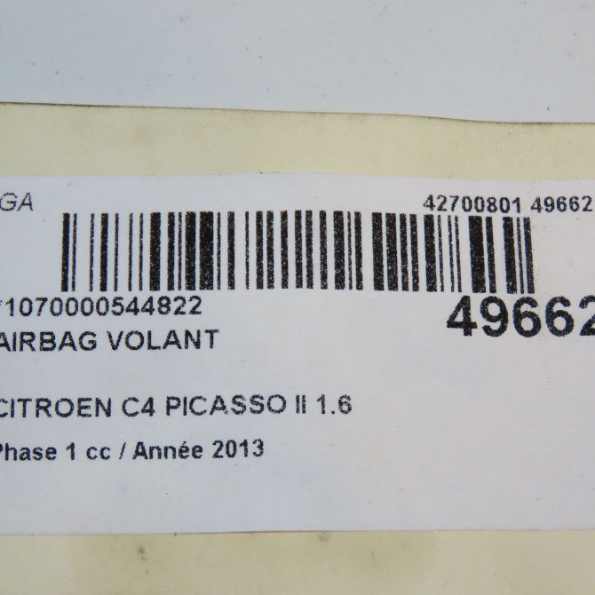 Airbag volant occasion CITROEN C4 PICASSO II Phase 1 04-2013->... 1.6 e-HDi 8v 115ch 96764017ZD 7