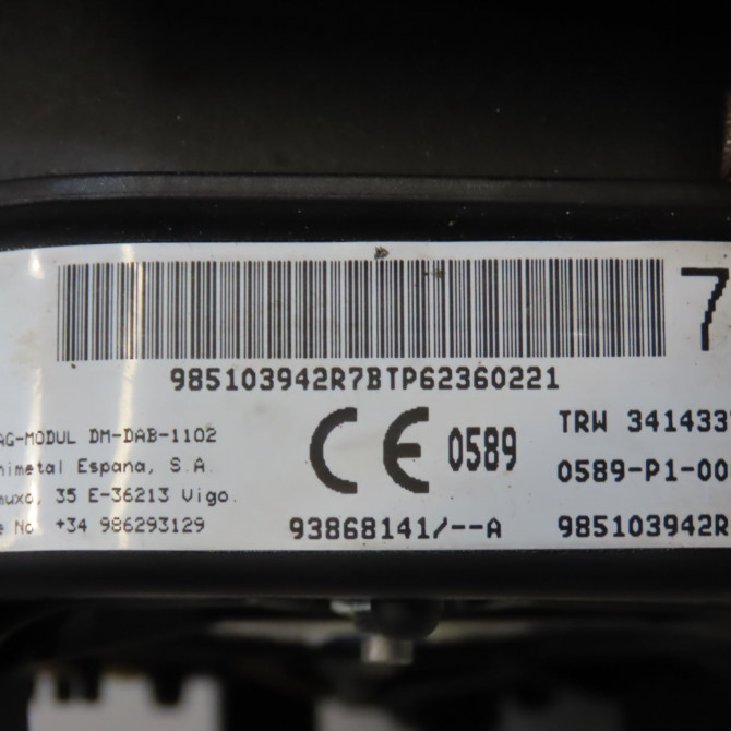 Airbag volant occasion RENAULT TRAFIC III Phase 1 06-2014->... 1.6 DCI 145ch 985700198R 5