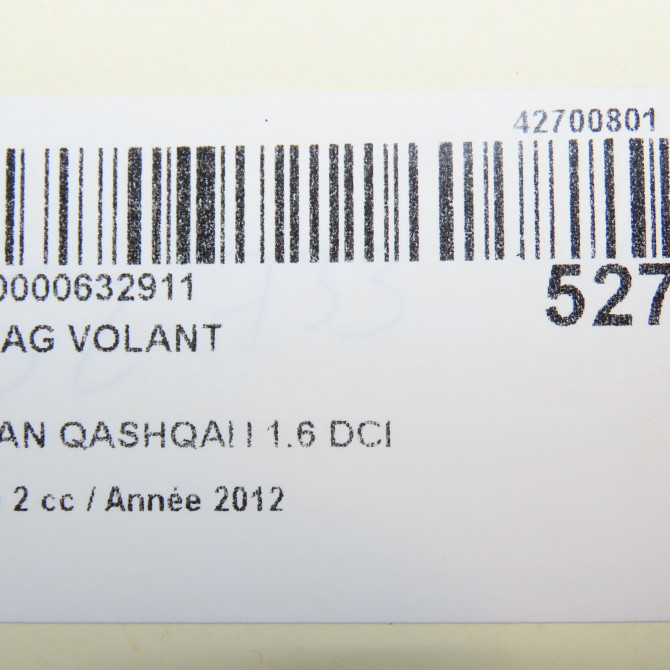 Airbag volant occasion NISSAN QASHQAI I Phase 2 03-2010->04-2014 1.6 DCI 130ch 98510BR26D 7