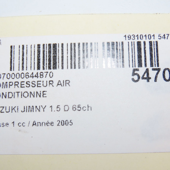 Compresseur air conditionne occasion SUZUKI JIMNY Phase 1 04-1995->04-1999 1.5 D 65ch 9520070CN2 7