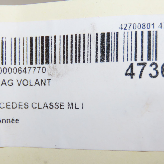 Airbag volant occasion MERCEDES CLASSE ML I 8200677496 6