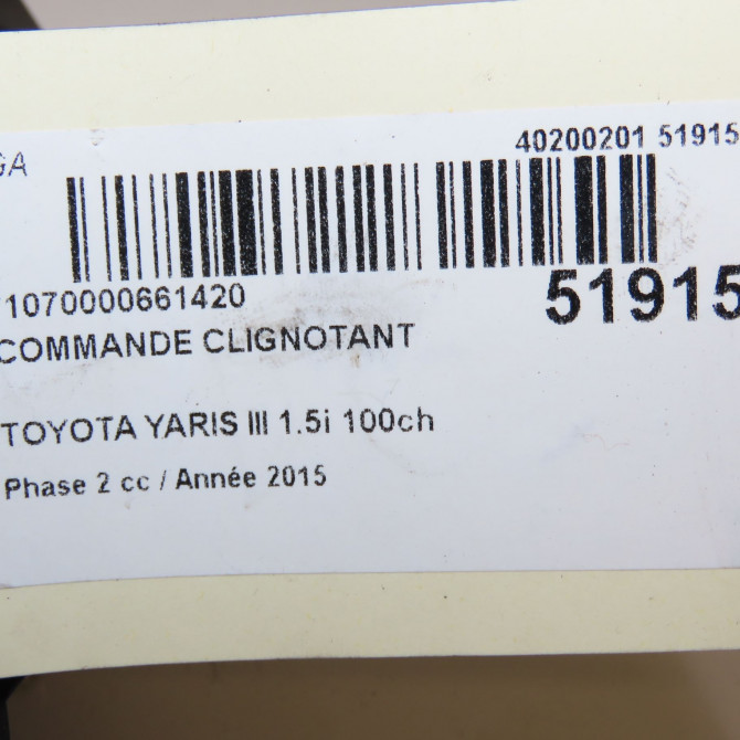 Commande clignotant occasion TOYOTA YARIS III Phase 2 06-2014->... 1.5i 100ch hybride 841400D310 5
