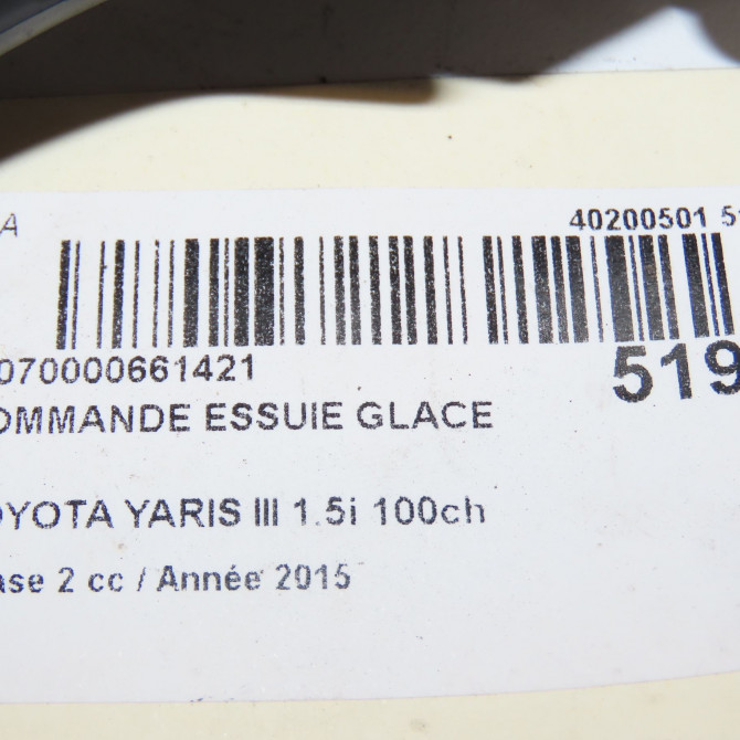 Commande essuie glace occasion TOYOTA YARIS III Phase 2 06-2014->... 1.5i 100ch hybride 846520D190 5