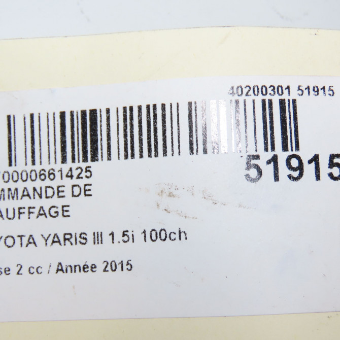 Commande de chauffage occasion TOYOTA YARIS III Phase 2 06-2014->... 1.5i 100ch hybride 559000D800C3 5