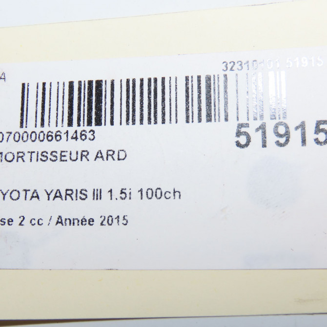 Amortisseur arrière droit occasion TOYOTA YARIS III Phase 2 06-2014->... 1.5i 100ch hybride 485300DA41 6