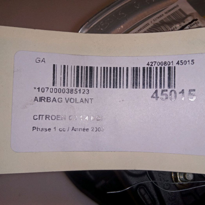 Airbag volant occasion CITROEN C2 Phase 1 09-2003->10-2008 1.4 HDi 4112HH 4