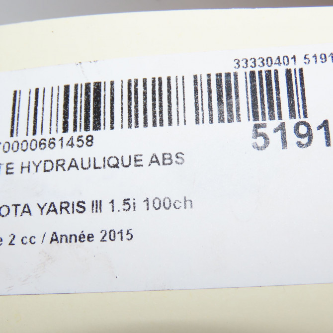 Unité hydraulique ABS occasion TOYOTA YARIS III Phase 2 06-2014->... 1.5i 100ch hybride 7