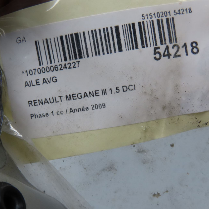 Aile avant gauche occasion RENAULT MEGANE III Phase 1 11-2008->01-2012 1.5 DCI 105ch 631011470R 4