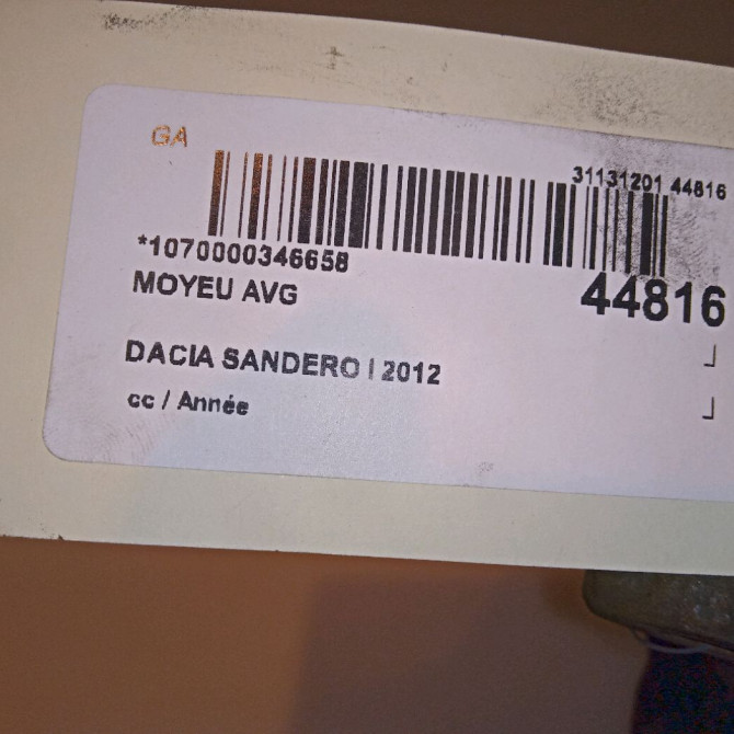 Moyeu avg occasion DACIA SANDERO I 6001547685 4