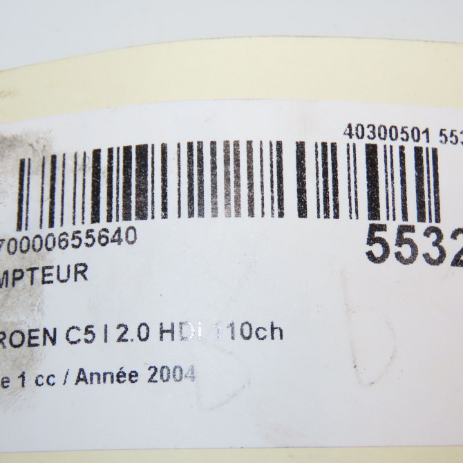 Compteur occasion CITROEN C5 I Phase 1 03-2001->09-2004 2.0 HDi 110ch 6105JQ 6