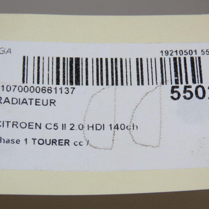 Radiateur occasion CITROEN C5 II Phase 1 04-1995->04-1999 2.0 HDI 140ch 1330W2 5