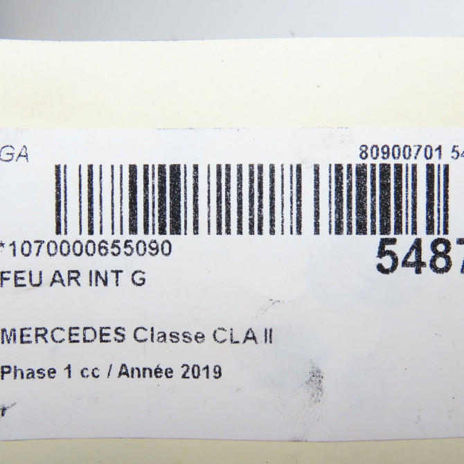 Feu arrière interieur gauche occasion  1189066100 5